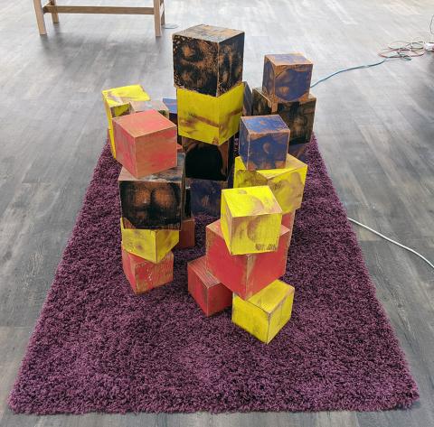 Johnny's Play Blocks, Plywood, Screenprinted Acrylic, 2020