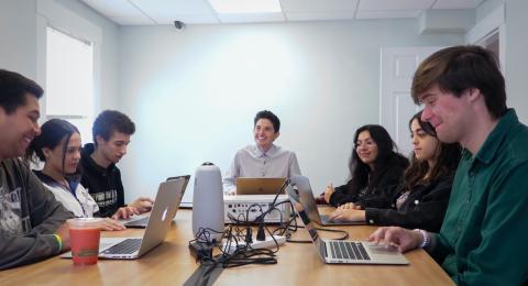 Meeting of students around a table