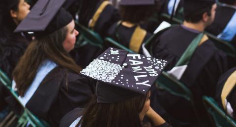 PSU student's decorated mortar board at commencement