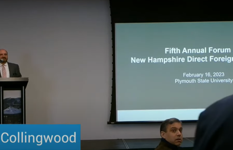 Marlin Collingwood presenting at the fifth annual forum for foreign direct investment trends in New Hampshire