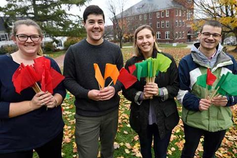 Plymouth Students outdoors on campus