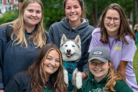 Plymouth Students outdoors on campus