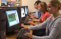 Students sitting at computers