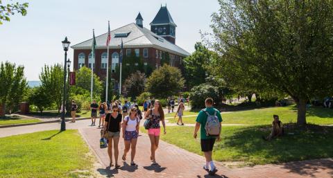 Plymouth students on Plymouth campus