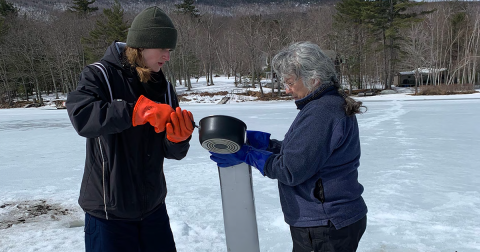 PSU Graduate Amanda May conducting field research.