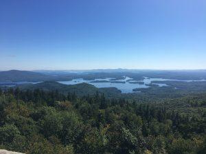 A photo of Squam Lake from a nearby mountain.