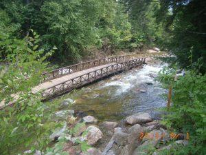 The Csiki Bridge at Waterville Valley washed into Mad River