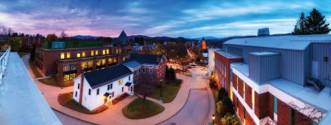 Panoramic evening view of the Plymouth campus