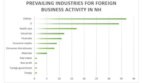 Prevailing industries for foreign business activity in NH