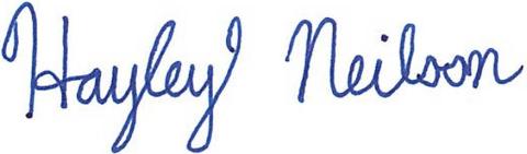 A signature by Hayley Neilson