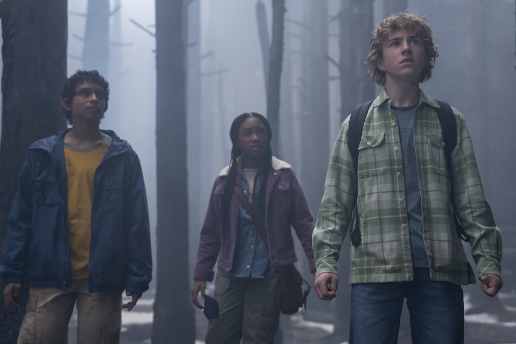 (left to right) Aryan Simhadri, Leah Sava Jeffries and Walker Scobell in Percy Jackson and the Olympians